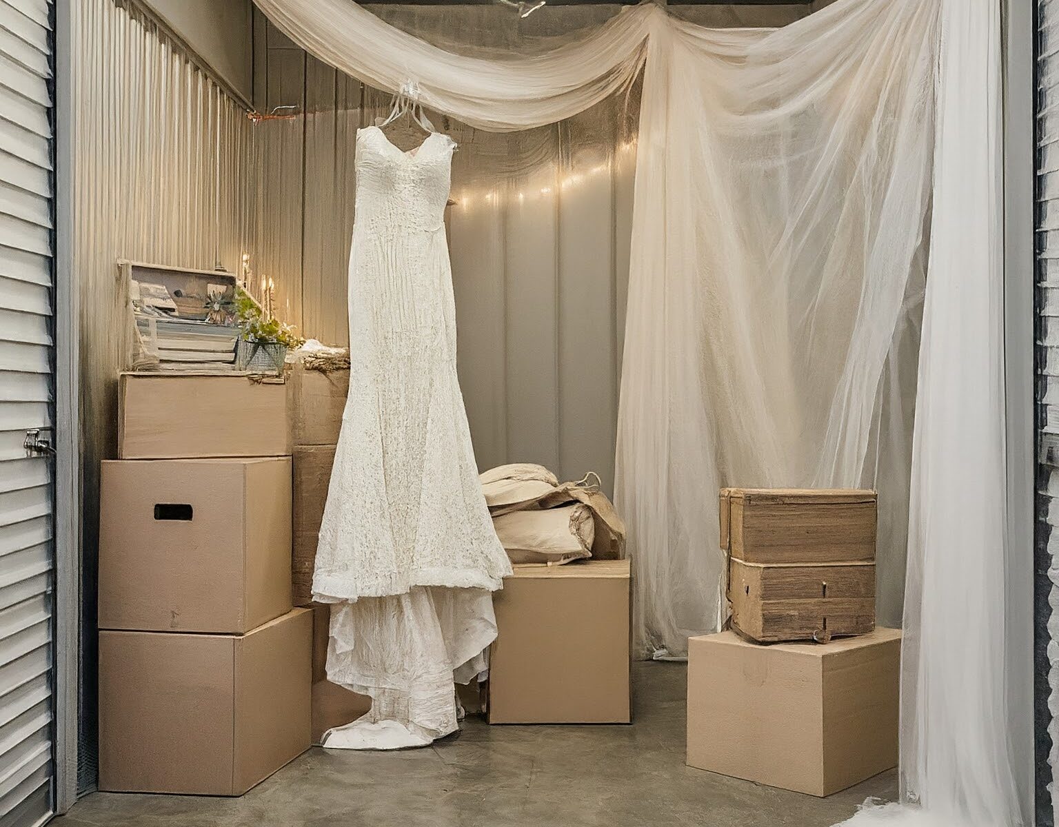 Wedding items in a self storage unit